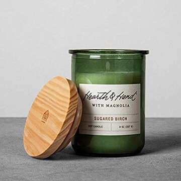 Hearth and Hand Magnolia Lidded Jar Container Soy Candle 8oz Farmhouse Joanna Gaines Collection (Sugared Birch)