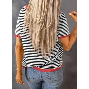 Dokotoo Women's Trendy Short Sleeve Summer Knitted Tops