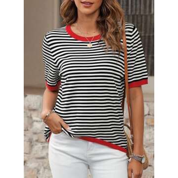 Dokotoo Women's Trendy Short Sleeve Summer Knitted Tops