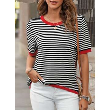 Dokotoo Women's Trendy Short Sleeve Summer Knitted Tops