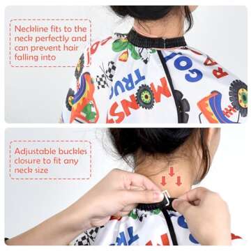 FaHaner Kids Haircut Cape Waterproof Adjustable Barber Cape 51 x 36 Inch Cartoon Truck