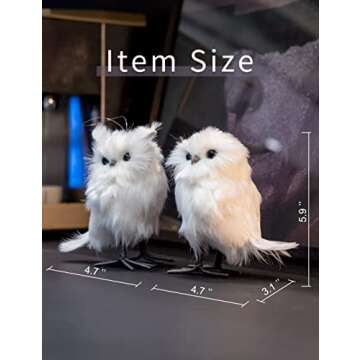 Legendeco Set of 2 Hanging White Owl Decoration Ornament 5.9 inches for Christmas Tree, Display Home Decor and Holiday Figurines, Handmade Fluffy Gift for Party