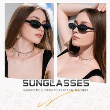 DANAMY Sunglasses Womens Retro Oval Sunglasses for Women Men Fashion Small Oval Sun Glasses 90s Vint...