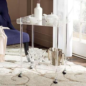 SAFAVIEH Home Collection Healy White Kitchen Cart, Clear