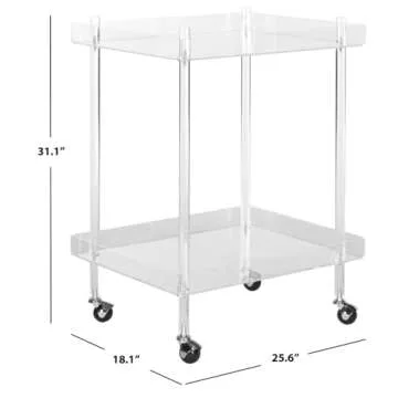 SAFAVIEH Home Collection Healy White Kitchen Cart, Clear