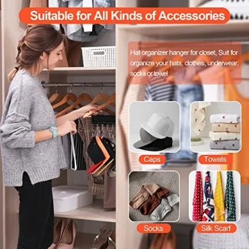 2Pack Black Hat Rack Organizer with Stainless Steel Clips