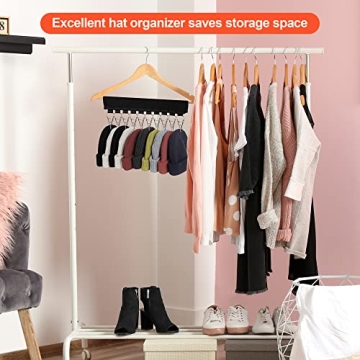 2Pack Black Hat Rack Organizer with Stainless Steel Clips