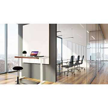 Seville Classics Airlift Electric Height Adjustable Desk with Tempered Glass Top, USB Charging Ergon...