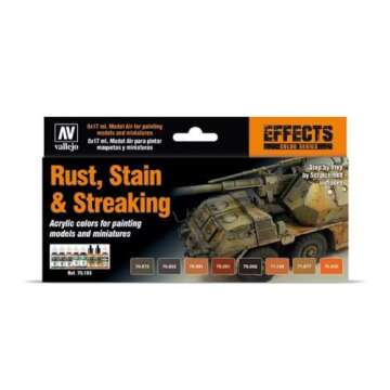 Vallejo Rust, Stains & Streaking Paint Set - 8 Bottles