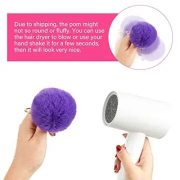 Hicarer 60 Pieces Colorful Poms Keychains Fluffy Ball Faux Fur Keyring for Women