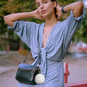 Hicarer 60 Pieces Colorful Poms Keychains Fluffy Ball Faux Fur Keyring for Women