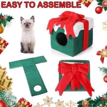Yuntau Christmas Cat House Cat Beds for Indoor Christmas Cat Tent Cat Bed Cave for Pet Removable Comfortable Warm Cat Condo Tents in Winter (Green)
