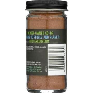 Frontier Co-op Five Spice Seasoning, 1.92 Ounce, Cinnamon, Fennel Seed, Cloves, Star Anise & White Pepper, Non GMO, Kosher