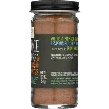 Frontier Co-op Five Spice Seasoning, 1.92 Ounce, Cinnamon, Fennel Seed, Cloves, Star Anise & White Pepper, Non GMO, Kosher