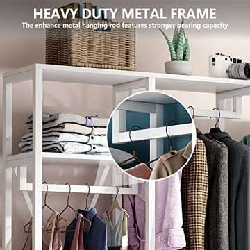 LITTLE TREE Freestanding Closet Organizer, 59-Inch Clothing Rack with Shelves