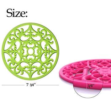 ME.FAN Trivets/Silicone Trivets 3 Pcs Silicone Mats for Hot Dishes/Hot Pots/Hot Pans, Hot Pads to Portect Table and Counter Top - Flexible/Durable/Non Slip (Black)