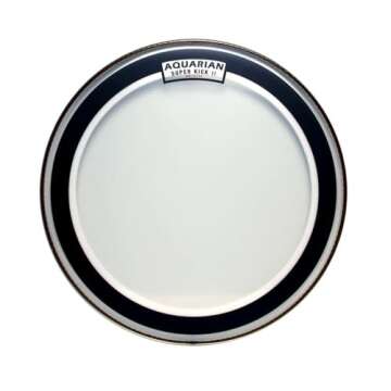 Aquarian Drumheads SKPII22BK Super-Kick II Prepack 22-inch Bass Drum Head, gloss black