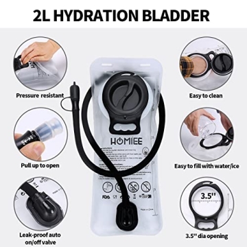 HOMIEE Hydration Backpack 2L Water Bladder Lightweight Comfortable Daypack