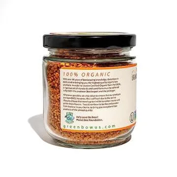 Greenbow Bee Pollen - 100% USDA Certified, Non-GMO, Halal, Kosher - Pure & Natural Superfood With Proteins, Vitamins & Minerals - Gluten Free - 155g