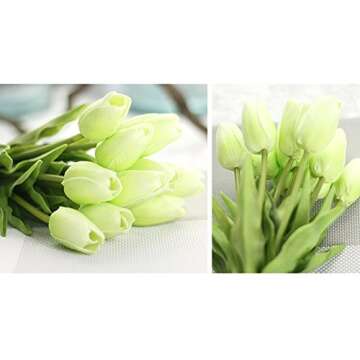 chilsoby 30 Pcs Artificial Tulip Flowers Real Touch Tulips Fake PU Tulip Flower Bouquet for Home Wedding Party Office Decor
