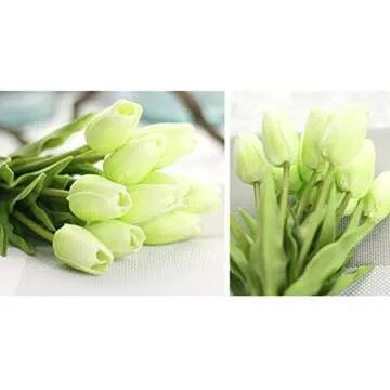 chilsoby 30 Pcs Artificial Tulip Flowers Real Touch Tulips Fake PU Tulip Flower Bouquet for Home Wedding Party Office Decor
