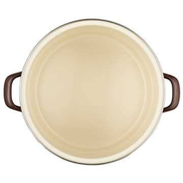 Ayesha Curry Enamel on Steel Stock Pot/Stockpot with Lid, 12 Quart, Brown Sugar