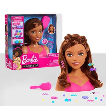 Barbie Fashionistas 8-Inch Styling Head with 20 Accessories for Kids Age 3+