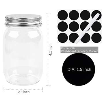 TUZAZO 8 Ounce Clear Plastic Mason Jars - Versatile, BPA Free Storage Containers