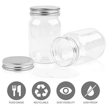 TUZAZO 8oz Clear Plastic Mason Jars | Versatile Storage Containers