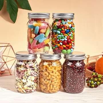 TUZAZO 8oz Clear Plastic Mason Jars | Versatile Storage Containers