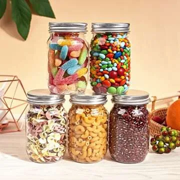 TUZAZO 8oz Clear Plastic Mason Jars | Versatile Storage Containers