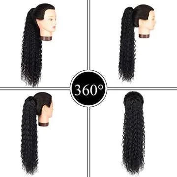 LACE PLUS 32 Inch Long Curly Ponytail Hair Extension Curly Heat Resistant Synthetic Instant Clip Dra...