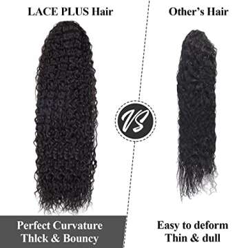 LACE PLUS 32 Inch Long Curly Ponytail Hair Extension Curly Heat Resistant Synthetic Instant Clip Drawstring Ponytail Clip in Ponytail Hair Extensions Curly For Black Women (#1 Black,6.70OZ)