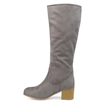 Brinley Co. Grey Wide Calf Faux Suede Boots for Comfort