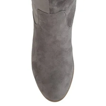Brinley Co. Grey Wide Calf Faux Suede Boots for Comfort