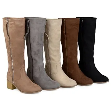 Brinley Co. Grey Wide Calf Faux Suede Boots for Comfort