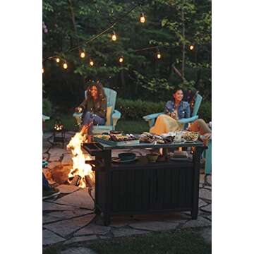 Keter Unity XL Portable Outdoor Table with Stainless Steel Top for Kitchen Prep and Outdoor Storage ...