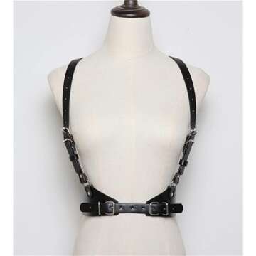Miwcff Leather Harness For Women Waist Punk Belt Fashion Body Chain Goth Adjustable Body Corset Accessories For Party Dating (25"-28")