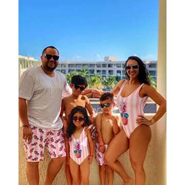 IFFEI Family Matching Swimsuit Pineapple Printed Striped Monokini One Piece Bathing Suit Beach Wear,...