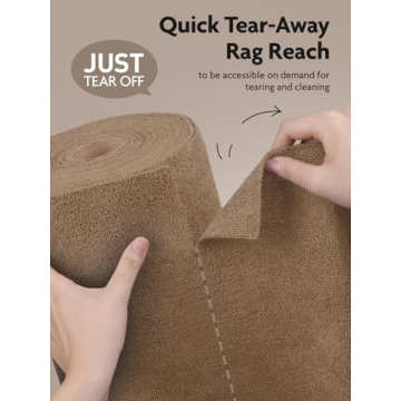 Fantasticlean Microfiber Cleaning Cloth Roll -75 Pack, Tear Away Microfiber Towels, 12" x 12", Reusable, Washable, Scratch Free, Ultra Absorbent Dish Rags for Car, Home, Garage or Shop (TAN)