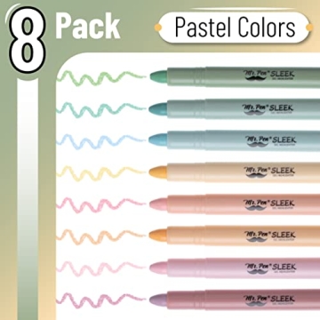 Mr. Pen Gel Highlighter | 8 Pack Pastel No Bleed