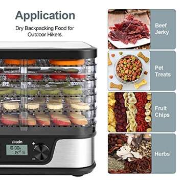 Likein Dehydrator with Digital Timer and Temperature Control, 5-Tray Food Dehydrator for Fruit, Meat...