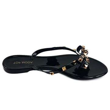 TOP Moda Womens Studded Jelly Flip Flops Sandals with Bow