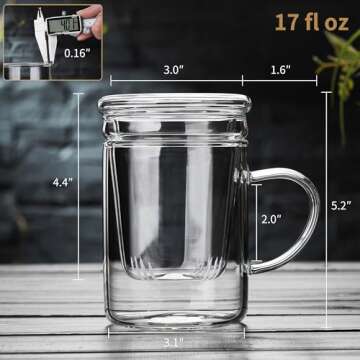 Unbreakable Glass Tea Cup with Infuser - 17oz Mug