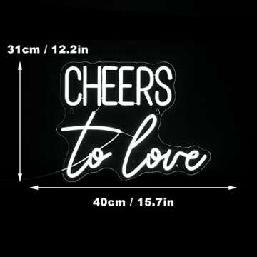 Cheers to Love Neon Sign White Led Sign Cheers to Love Neon Lights Decor for Lover Dimmable Letter Neon Wall Signs USB Powered with Switch for Wall Decor Christmas Party Wedding, Engagement
