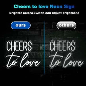 Cheers to Love Neon Sign White Led Sign Cheers to Love Neon Lights Decor for Lover Dimmable Letter Neon Wall Signs USB Powered with Switch for Wall Decor Christmas Party Wedding, Engagement