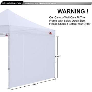 ABCCANOPY Canopy Rolling Door 10x10 FT with Zipper, 1 Pack Door Only, NOT Including Frame and Top, White