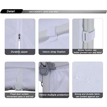 ABCCANOPY Canopy Rolling Door 10x10 FT with Zipper, 1 Pack Door Only, NOT Including Frame and Top, White