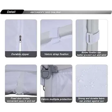 ABCCANOPY Canopy Rolling Door 10x10 FT with Zipper, 1 Pack Door Only, NOT Including Frame and Top, White