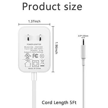 HZPOWEN 5ft Adapter Power Cord for Hatch Sound Machine